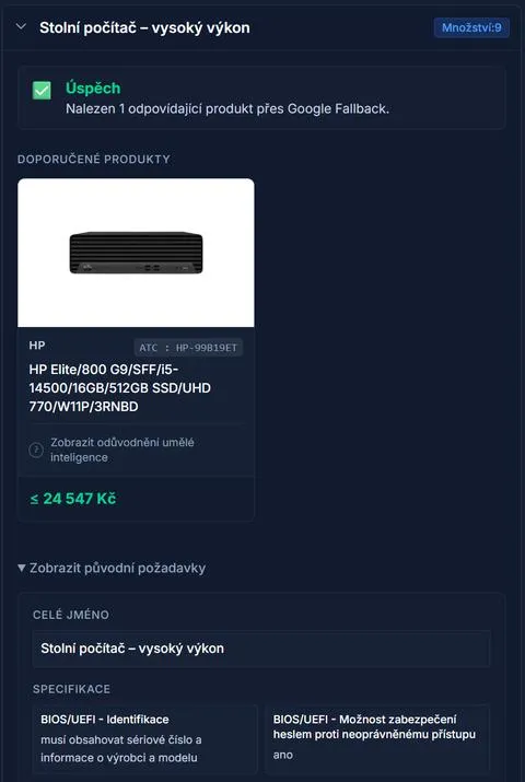Autonomní AI nákupčí hardwaru